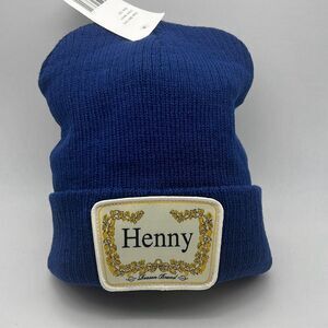 Henny Embroidered logo Patch casual cozy Acrylic Beanie  Navy‎ blue NWT unisex